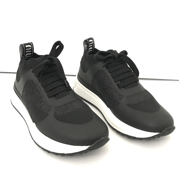 Miu Miu Shoes - Miu Miu Maglia Tech Black Sparkle Sneakers